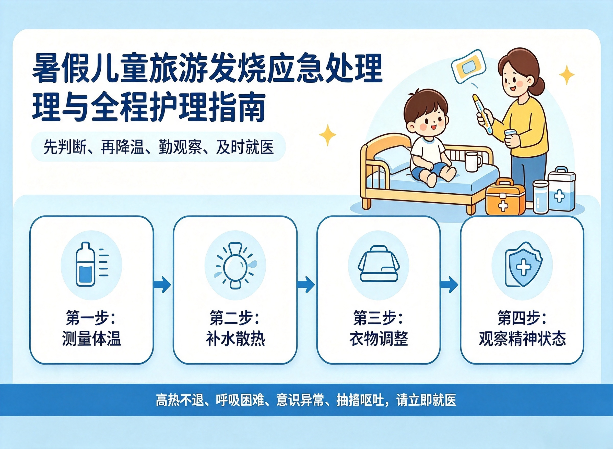 暑假儿童旅游发烧应急处理与全程护理指南